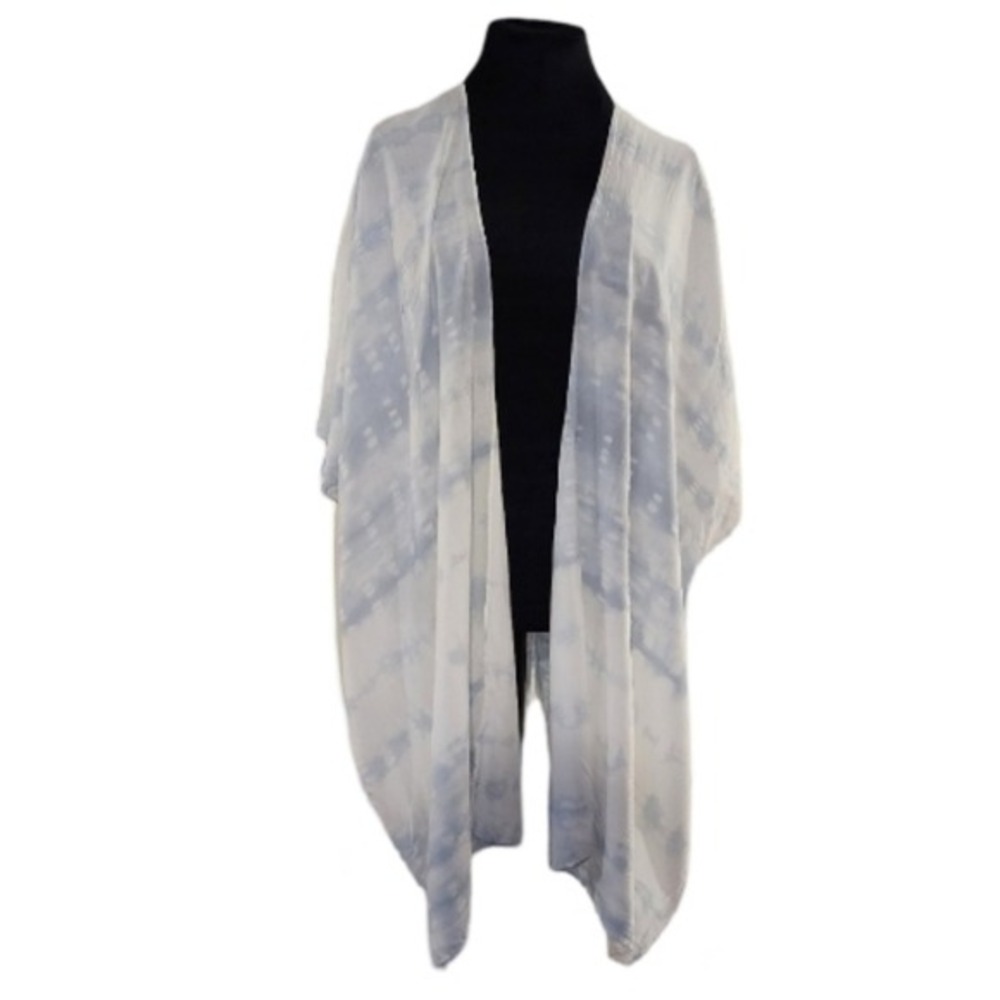 Steve Madden Tie Dye Kimono Wrap Blue White One Size OSFM Beach Cover Up Viscose